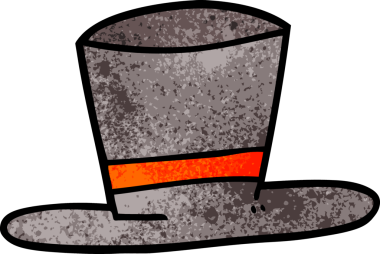 Bir insan tarafından çizilmiş karikatür silindir şapka.