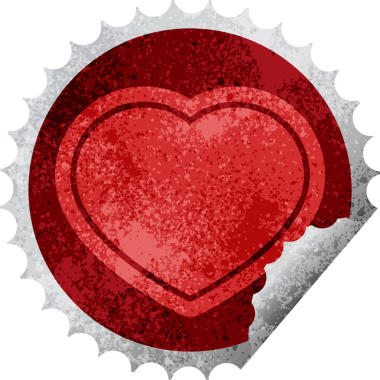 kalp sembolü grafik vektör illüstrasyon yuvarlak çıkartma damgası bir insan tarafından çizilmiş