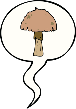 Bir insan tarafından çizilmiş konuşma baloncuklu mantar.
