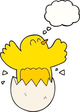 Serbest çizim düşünce baloncuğu karikatürü. Bir insan tarafından çizilmiş yumurta.