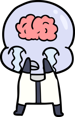 Bir insan tarafından çizilmiş koca beyinli bir uzaylı ağlaması.