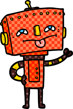 Bir insan tarafından çizilmiş çizgi film robotu