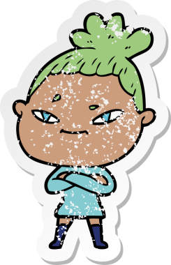 Bir insan tarafından çizilmiş karikatür bir kadının sıkıntılı çıkartması.