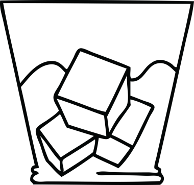 Bir insan tarafından çizilmiş garip bir çizgi film çizimi viski ve buz