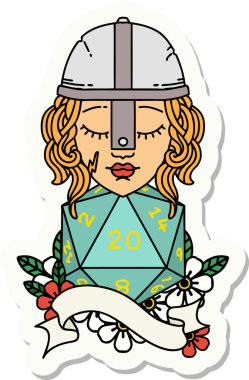 Bir insan tarafından çizilmiş 20 zarlı bir insan dövüşçüsünün çıkartması.