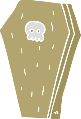 Bir insan tarafından çizilen cadılar bayramı tabutunun düz renk çizimi