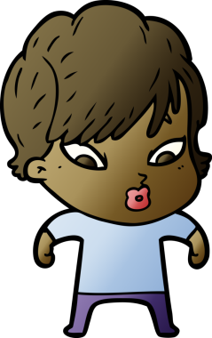 Bir insan tarafından çizilmiş karikatür kadın.