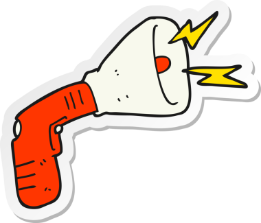 Bir insan tarafından çizilmiş bir çizgi film megafonunun çıkartması.