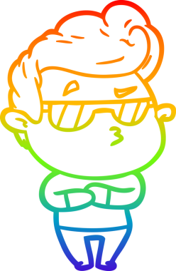 Gökkuşağı gradyan çizimi. Bir insan tarafından çizilmiş havalı bir adamın çizimi.