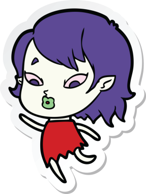 Bir insan tarafından çizilmiş şirin bir vampir kızın çıkartması.