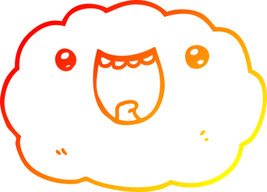 Bir insan tarafından çizilmiş sıcak çizgi çizgi çizimi mutlu bulut