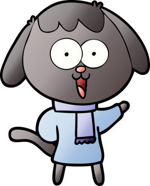 Bir insan tarafından çizilmiş şirin bir çizgi film köpeği.