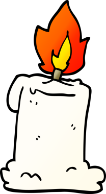 Bir insan tarafından çizilmiş karikatür yanan mum.