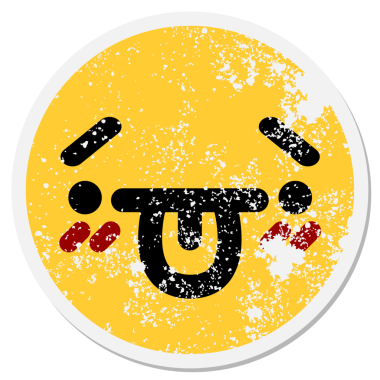 bir insan tarafından çizilmiş utangaç yüz dairesel etiketi