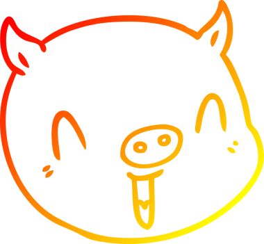 Bir insan tarafından çizilmiş bir domuz suratının sıcak çizgi çizimi