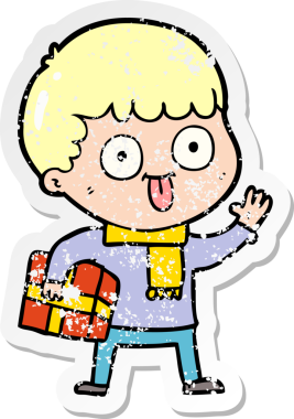 Bir insan tarafından çizilmiş karikatür adamın sıkıntılı çıkartması.