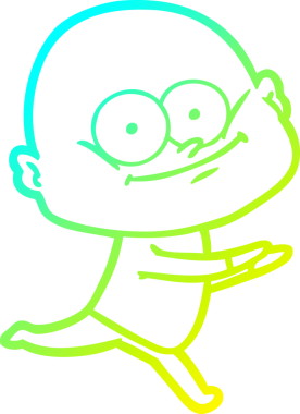 Bir insan tarafından çizilmiş, kel bir adamın soğuk çizgi çizimi.