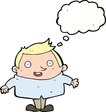 Bir insan tarafından çizilmiş düşünce balonlu mutlu adam çizgi filmi.