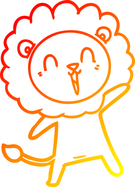 Bir insan tarafından çizilmiş gülen aslan karikatürü.