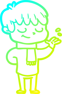 Bir çizgi film karakteri çizen soğuk çizgi bir insan tarafından çizilmiş mutlu çocuk.