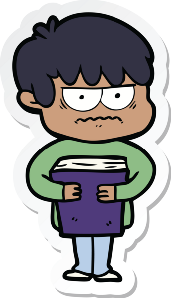 Bir insan tarafından çizilmiş kızgın bir çizgi film çocuğunun çıkartması.