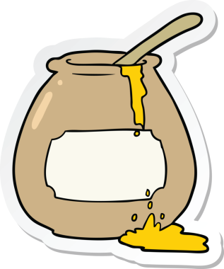 Bir insan tarafından çizilmiş bir bal küpünün çıkartması.