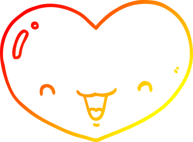 Bir insan tarafından çizilmiş bir aşk kalp karakterinin sıcak çizgi çizimi