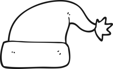 Bir insan tarafından çizilmiş siyah beyaz bir noel şapkası.