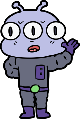 Bir insan tarafından çizilmiş üç gözlü uzaylı çizgi filmi.