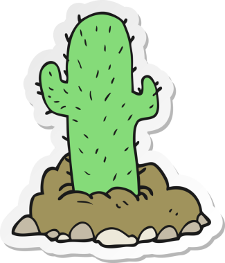 Bir insan tarafından çizilmiş bir kaktüsün çıkartması.