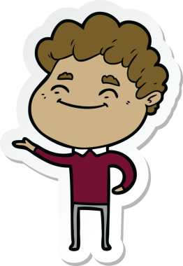 Bir insan tarafından çizilmiş, karikatür dostu bir adamın çıkartması.