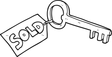 Bir insan tarafından çizilmiş siyah beyaz çizgi film yeni ev anahtarı