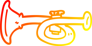 Bir insan tarafından çizilmiş metal bir trompetin sıcak çizgi çizimi.