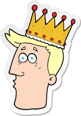 Bir insan tarafından çizilmiş bir karikatür kralının çıkartması.