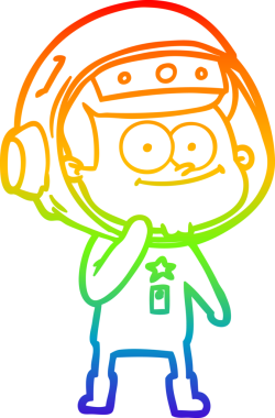 gökkuşağı gradyan çizimi mutlu bir astronot çizgi filmi bir insan tarafından çizildi