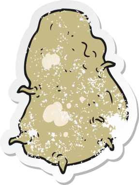 Bir insan tarafından çizilmiş bir patates çizgi filminin gerilimli yapıştırması.