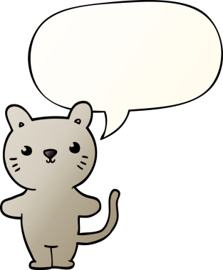 bir insan tarafından çizilmiş yumuşak eğimli konuşma baloncuklu çizgi film kedisi