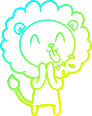 Bir insan tarafından çizilmiş mutlu çizgi film aslanı çizimi.