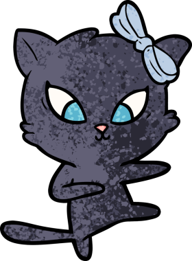 Bir insan tarafından çizilmiş çizgi film kedisi.