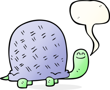 Bir insan tarafından çizilmiş serbest konuşma balonu karikatür kaplumbağası.