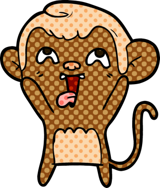 Bir insan tarafından çizilmiş çılgın çizgi film maymunu