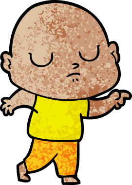 bir insan tarafından çizilmiş kel bir adam.