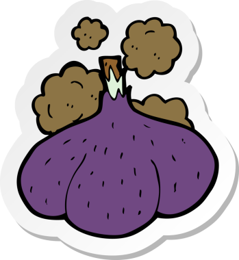 Bir insan tarafından çizilmiş kırmızı soğanın çıkartması.