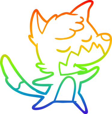 Bir insan tarafından çizilmiş dost bir tilkinin çizdiği gökkuşağı gradyan çizgisi.