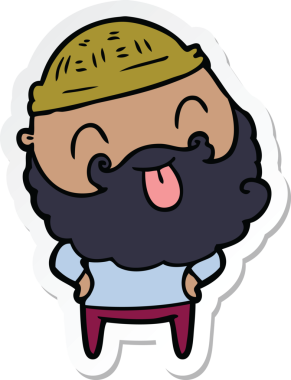 Bir insan tarafından çizilmiş sakallı bir adamın çıkartması.