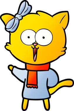 Bir insan tarafından çizilmiş çizgi film kedisi.