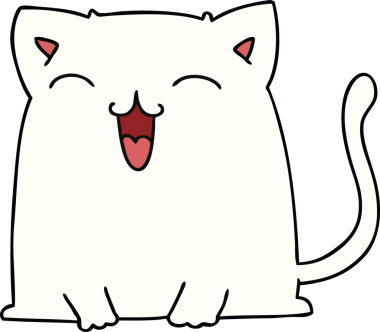 Bir insan tarafından çizilmiş garip çizgi film kedisi.