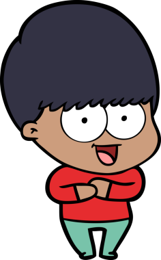 Bir insan tarafından çizilmiş mutlu çizgi film çocuğu.