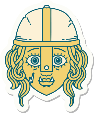 Bir insan tarafından çizilmiş Ork Savaşçısı karakterinin çıkartması.