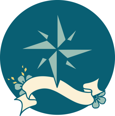 bir insan tarafından çizilmiş bir yıldızın pankartıyla dövme biçimi simgesi